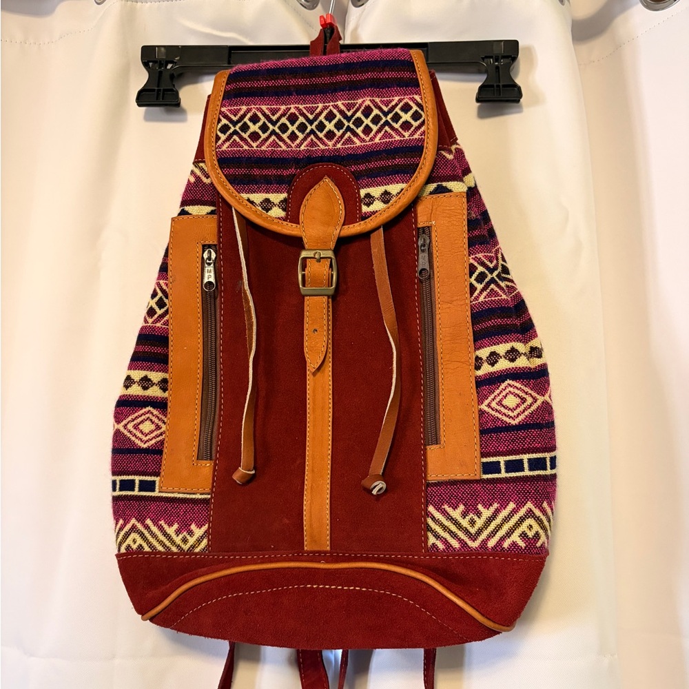 Bohemian Red and Tan Backpack